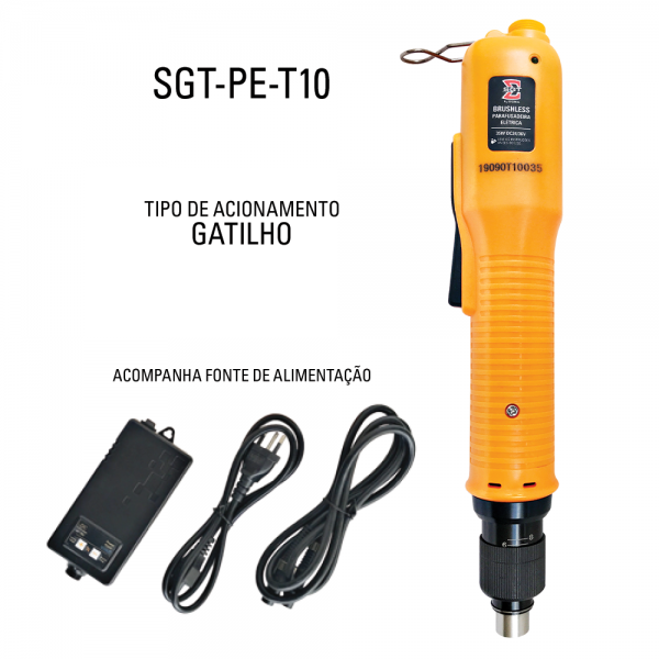 SGT-PE-T10 - PARAFUSADEIRA ELÉTRICA PARADA AUTOMÁTICA BRUSHLESS (0,15 A 0,98 NM) C/ FONTE