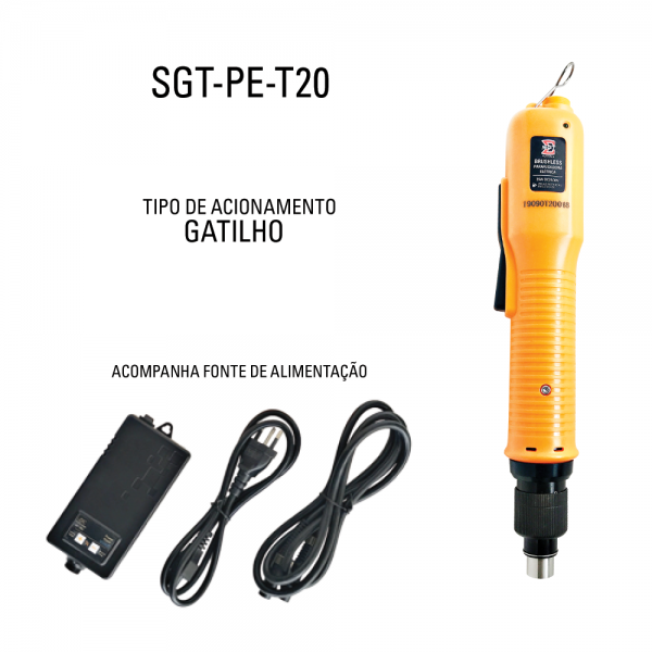 SGT-PE-T20 - PARAFUSADEIRA ELÉTRICA PARADA AUTOMÁTICA BRUSHLESS (0,49 A 1,96 NM) C/FONTE