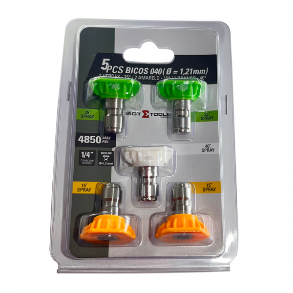 JOGO 5 BICOS 040 (DIAM. 1,21MM) - 2 VERDES 25°, 2 AMARELOS 15°, 1 BRANCO 40°