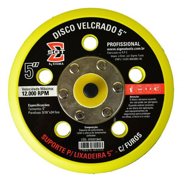 DISCO VELCRADO 5" C/ FUROS
