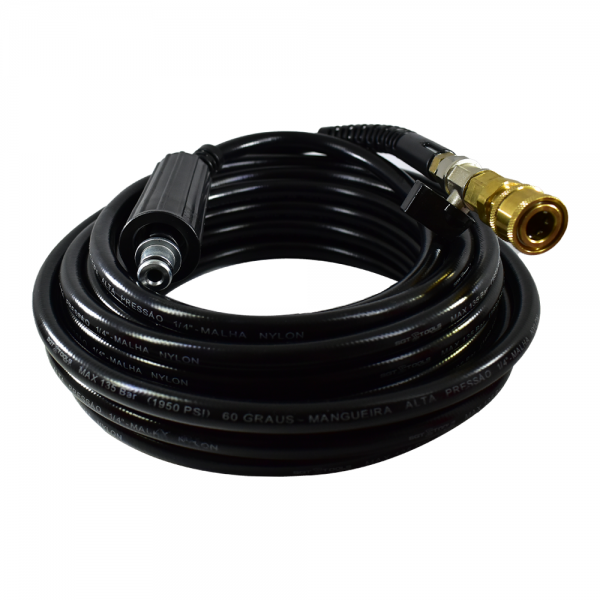 MANGUEIRA TRAMA NYLON (M22/14 X ENGATE RAPIDO) P/ LAVADORAS ALTA PRESSAO - 10 METROS