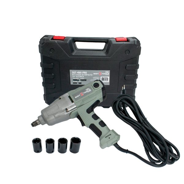 SGT-4501 - KIT CHAVE DE IMPACTO 1/2" - 700NM - ELÉTRICA C/ MALETA E SOQUETES - 1020W
