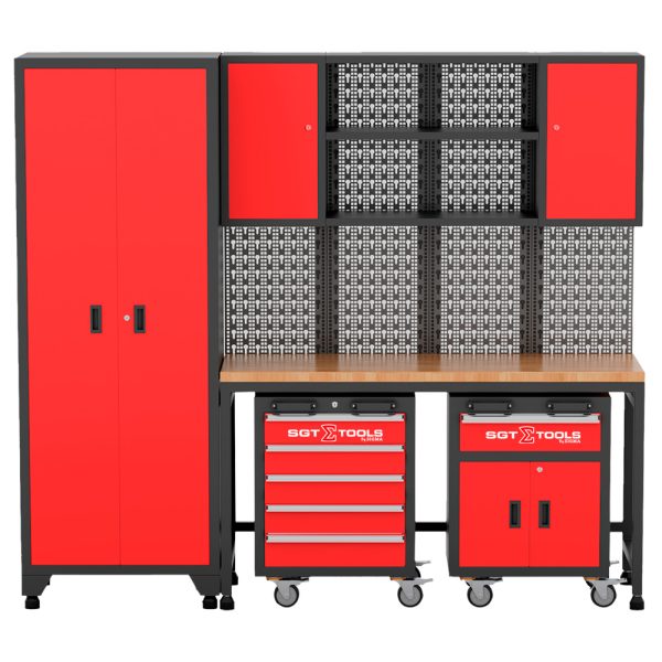 CONJUNTO DE ARMÁRIOS MODULADOS 9 PEÇAS - VERMELHO