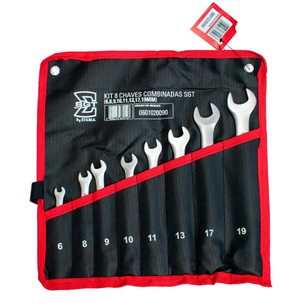KIT 8 CHAVES COMBINADAS SGT (6,8,9,10,11,13,17,19MM)