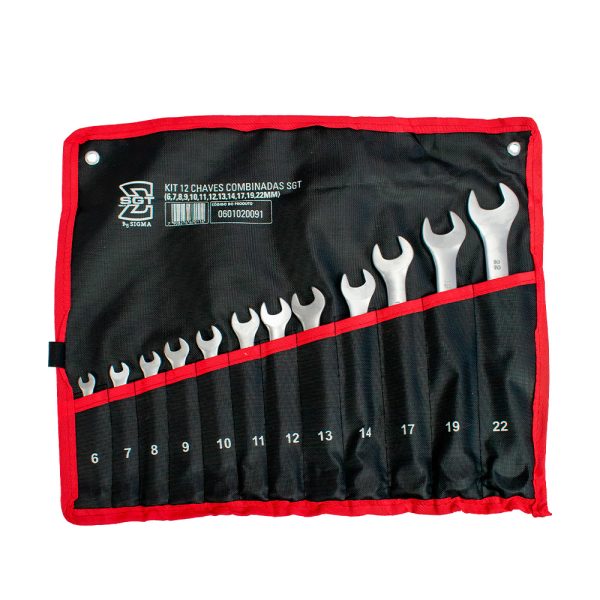 KIT 12 CHAVES COMBINADAS SGT (6,7,8,9,10,11,12,13,14,17,19,22MM)